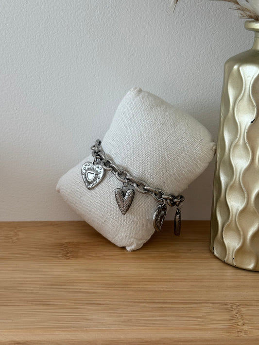 Bracelet cœur à gros maillons – fait main
